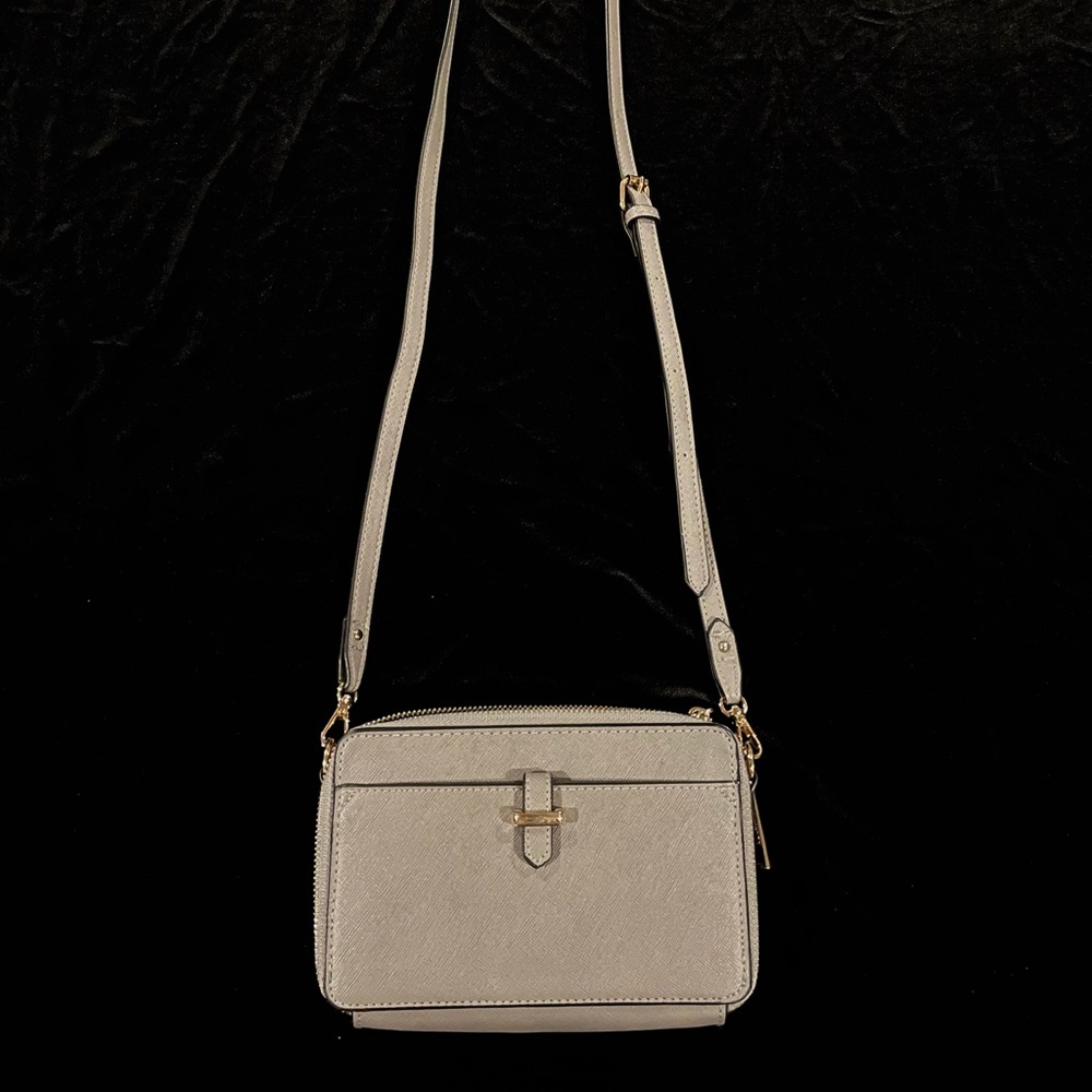 Gray Wallet Purse with Crossbody Strap